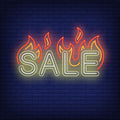 Sale With Flames Neon Sign