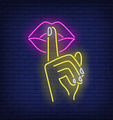 Shh Gesture Neon Sign in size 59x98 cm