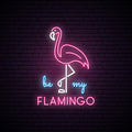 Silhouette Of Pink Flamingo Neon Sign