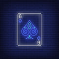 Six Of Spades Playing Card Neon Sign