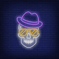 Skull Wearing Hat And Sunglasses Neon Sign
