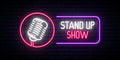 Stand Up Show Emblem In Neon Sign
