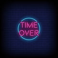 Time Over Neon Sign