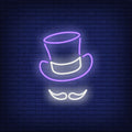 Topper Hat And Moustache Neon Sign