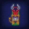 Totem Pole With Buffalo And Tiger Neon Sign