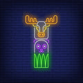 Totem Pole With Elk And Bear Neon Sign