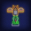 Totem Pole With Owl And Snake Neon Sign