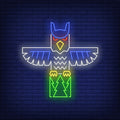 Totem Pole With Owl Neon Sign