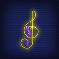 Treble Clef Made Of Earphones Cable Neon Sign