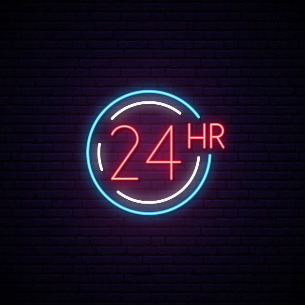 Twenty Four Sign Twenty Four Hours Neon Sign — make neon sign