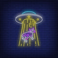 Ufo Abducting Cow Neon Sign