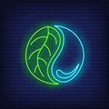 Water Drop And Leaf Yin Yang Neon Sign