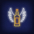 Whiskey Bottle With Angel Wings Neon Sign