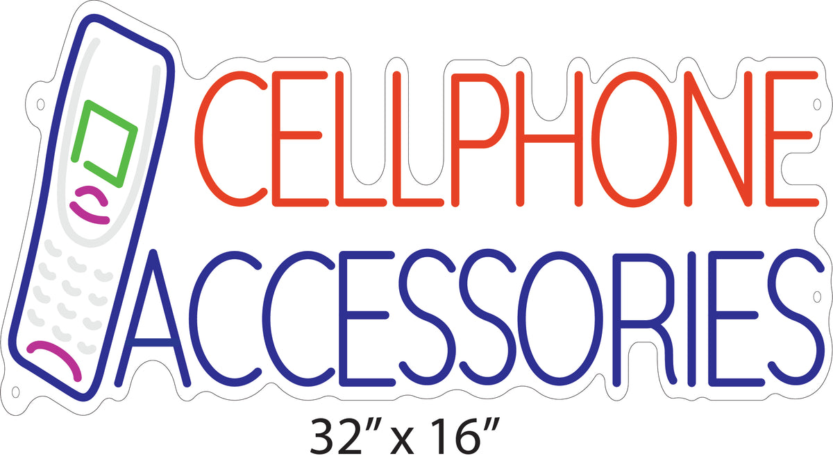 cell phone accessories neon 32x16 inch — make neon sign