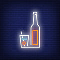 Cocktail Glass and Bottle Neon Sign for Bars and Home Bars