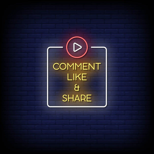 Comment Like Share Neon Sign — make neon sign