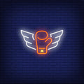 Flying Boxing Glove With Wings Neon Sign