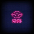 Kiss pink neon sign