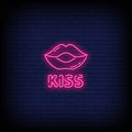 Kiss pink neon sign