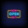 Now Open 24/7 Neon Sign