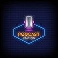 Podcast Station Logo Neon Sign
